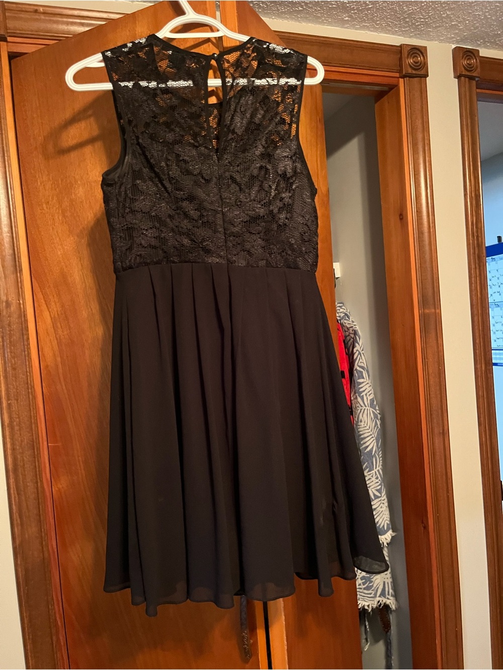Suzy Shier Black Lace Bodice Midi Dress